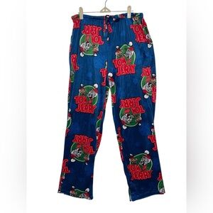 Tom & Jerry Fleece Pajama Pants Blue Cartoon Lounge Christmas Holiday Size XLG